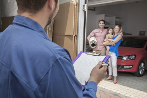 Student removal van and boxes for a Kilburn move
